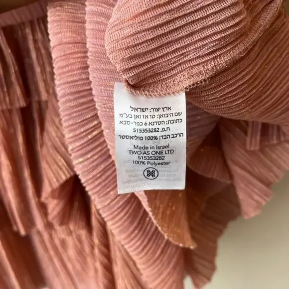 Sabina Musayev Dress Skylar Pink‎ Metallic Plisse V-Neck Sleeveless Minidress M - Picture 8 of 9